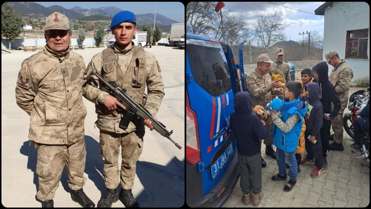 Jandarma baba oğul Hatay'da depremzedelere hizmet etmenin gururunu yaşadı