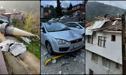 Rize'de fırtına çatıları uçurup araçlar, ağaçlar, duraklar ve tabelalara zarar verdi